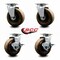 Service Caster 5'' High Temp Phenolic Swivel Caster Set with Bronze Bearings 2 Brakes, 4PK SCC-20S520-PHBZHT-2-TLB-2 - alternate 6